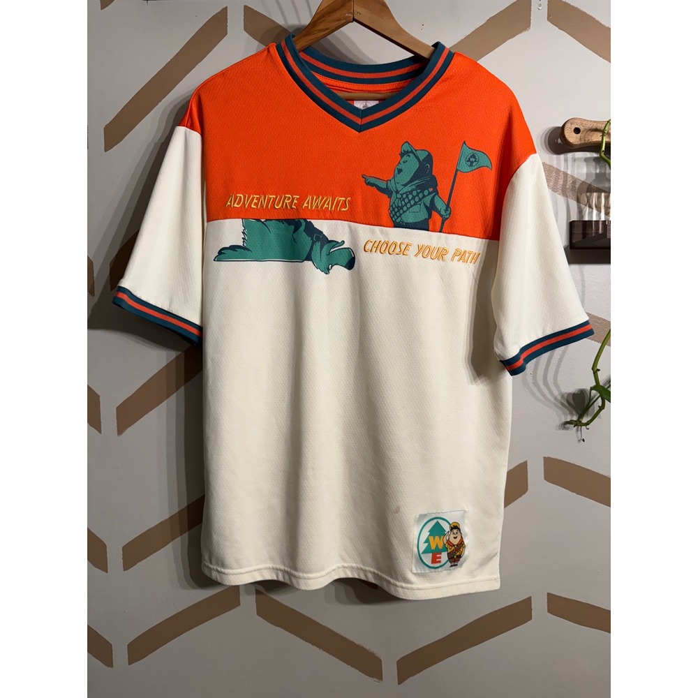 Disney Up Jersey Women Small Orange White Adventure Awaits Wilderness Explorer